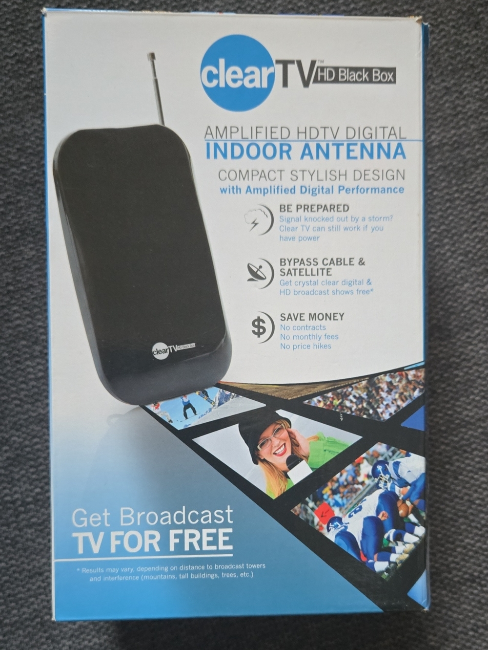 Black Indoor Amplified HDTV Antenna